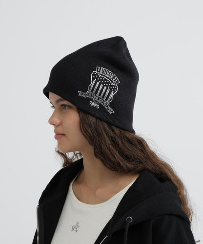 RHINESTONE VARSITY LOGO BEANIE