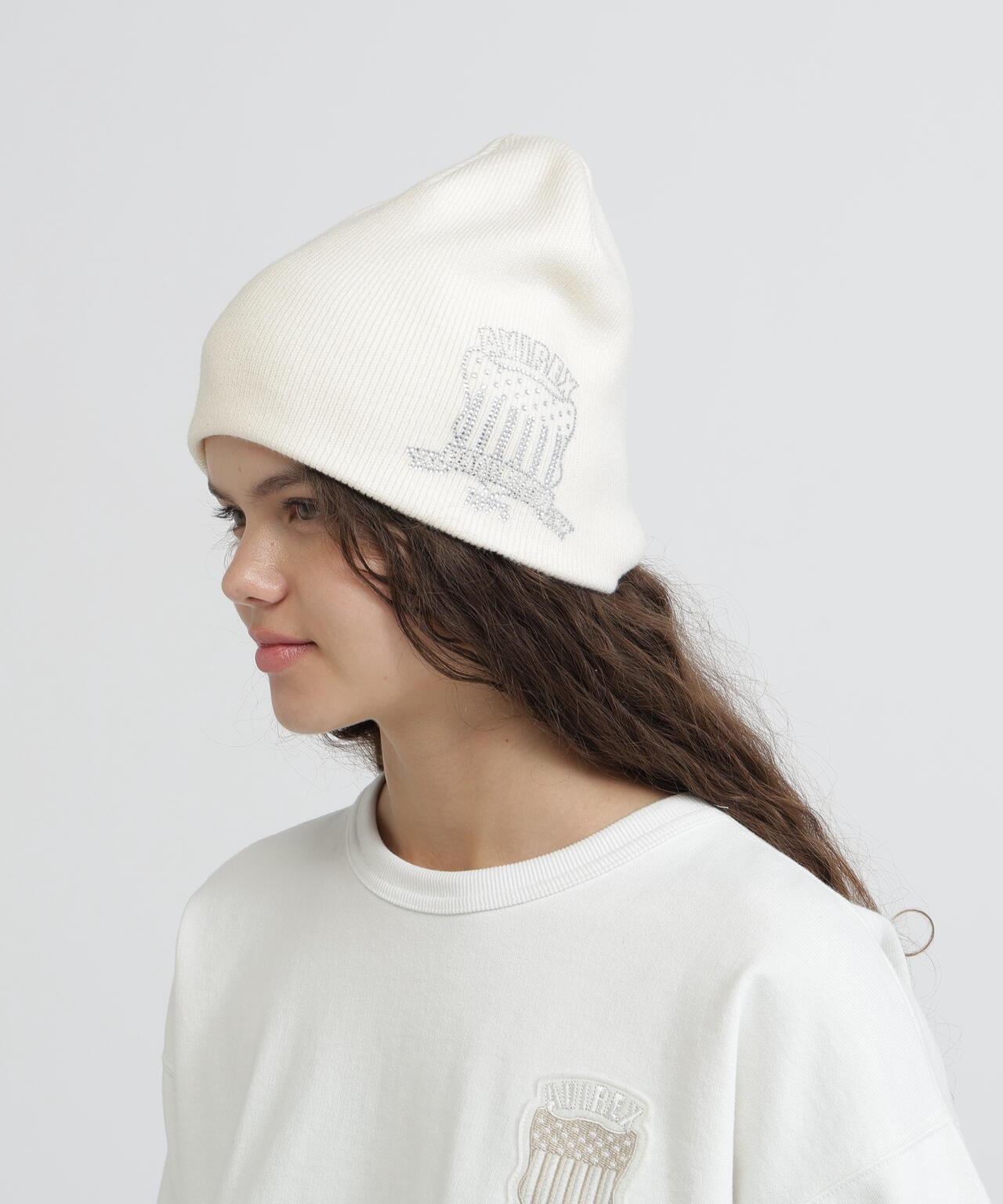 RHINESTONE VARSITY LOGO BEANIE