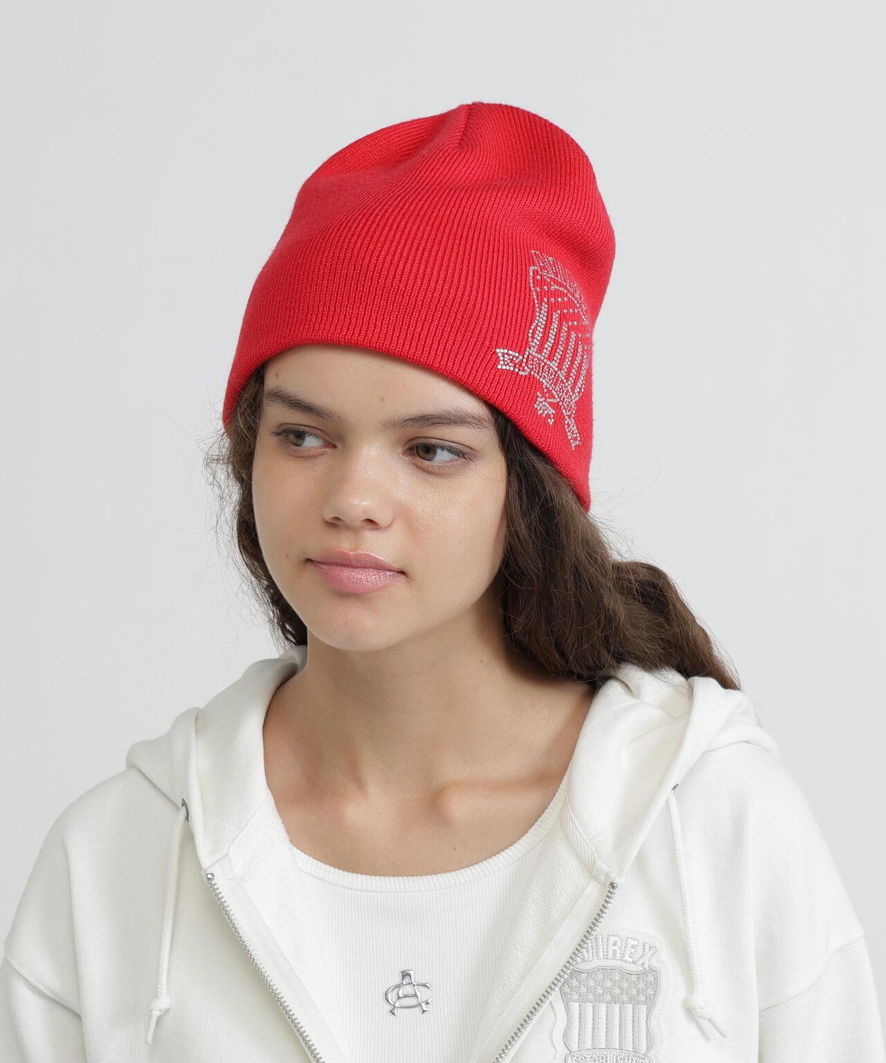 RHINESTONE VARSITY LOGO BEANIE
