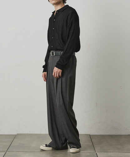 透膚寬鬆針織Polo開衫