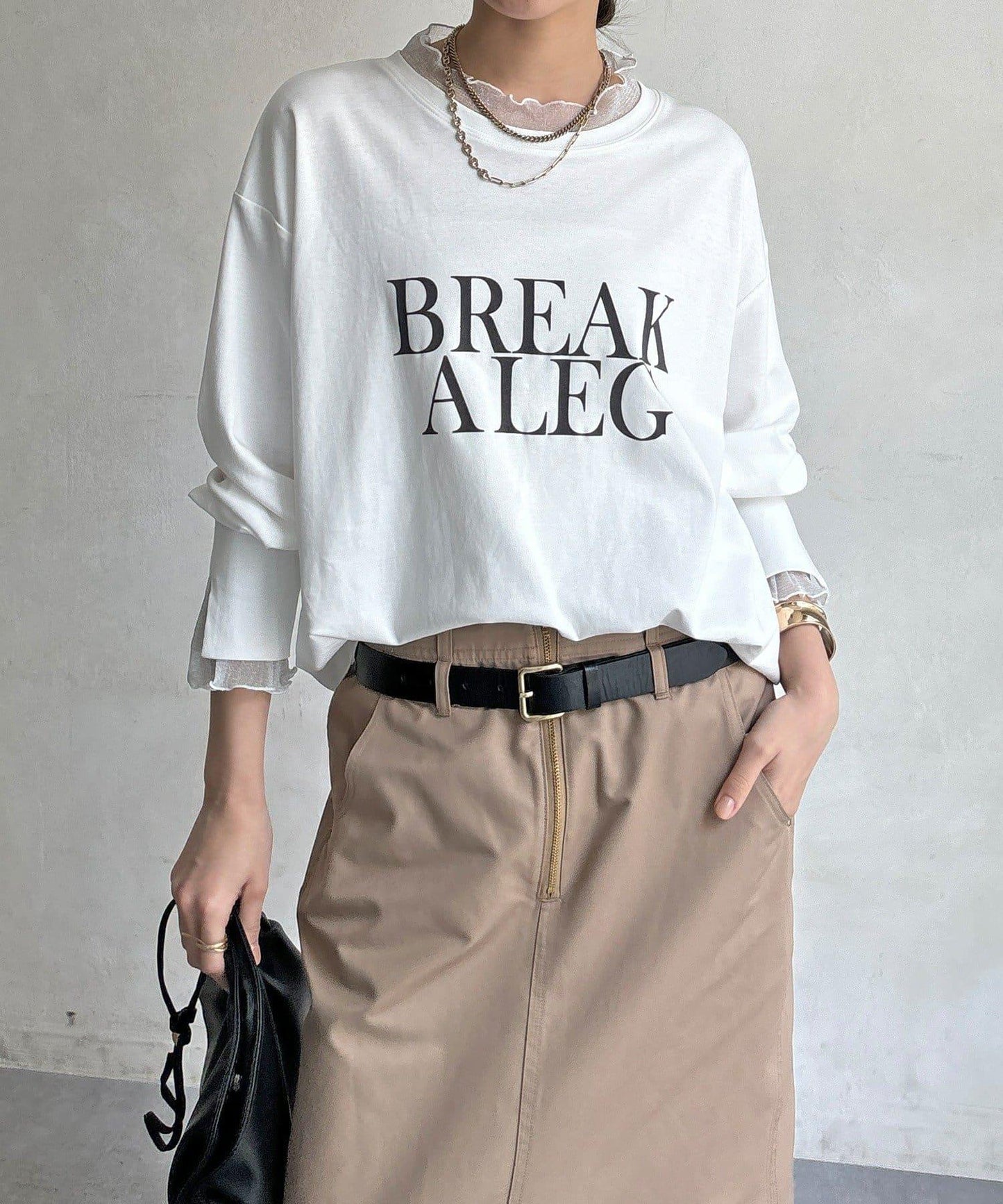 BREAK ALEG植絨分層長袖T恤