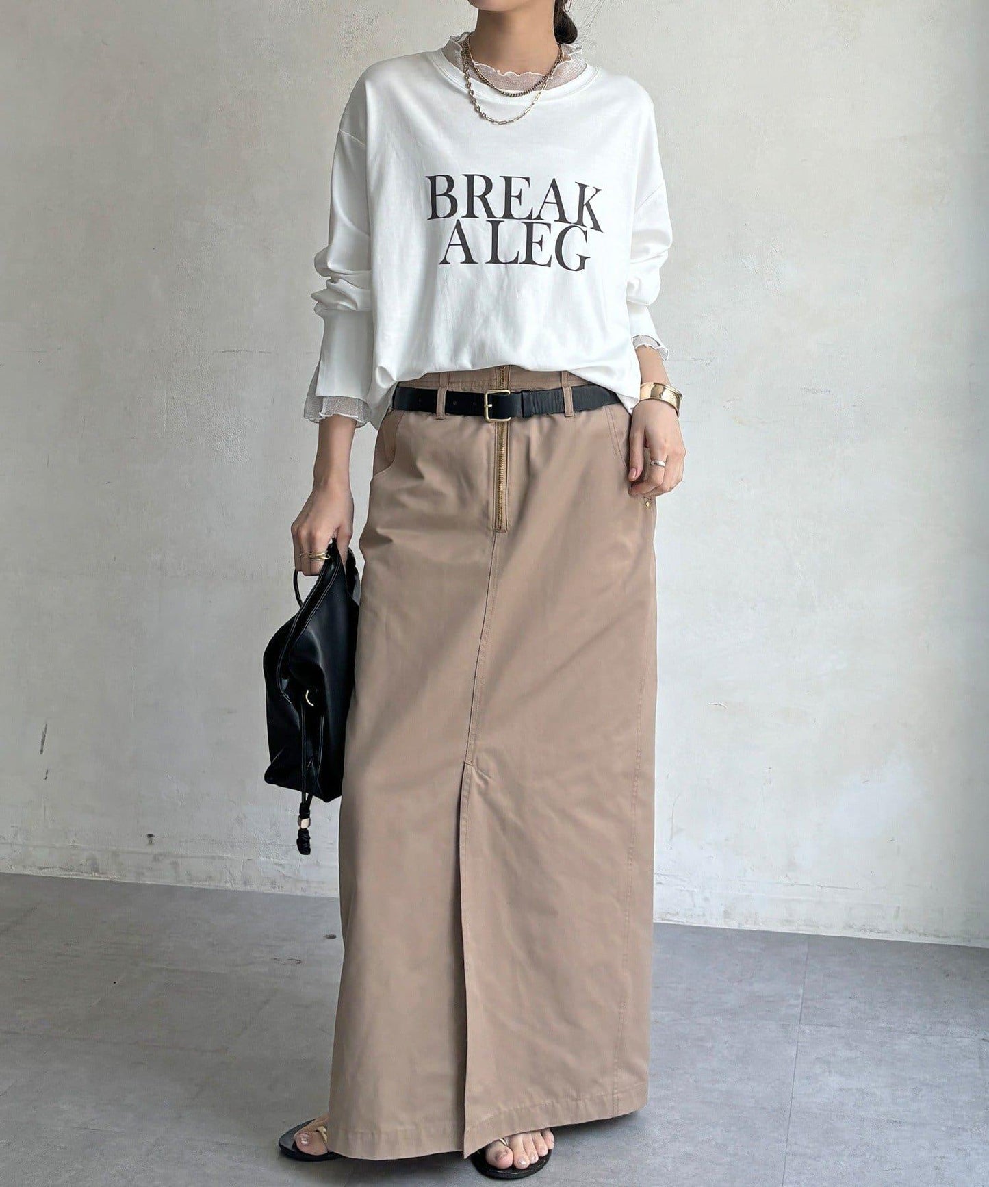 BREAK ALEG植絨分層長袖T恤