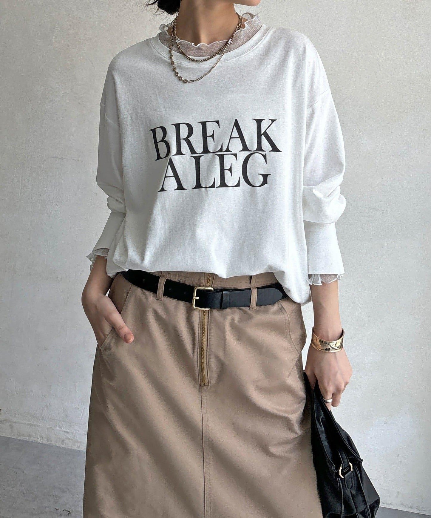BREAK ALEG植絨分層長袖T恤