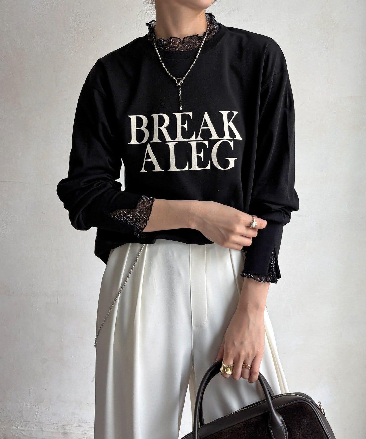 BREAK ALEG植絨分層長袖T恤