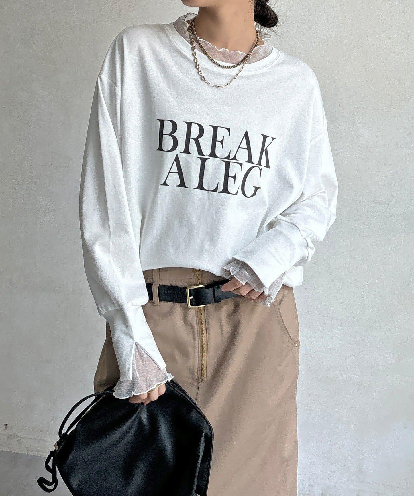BREAK ALEG植絨分層長袖T恤
