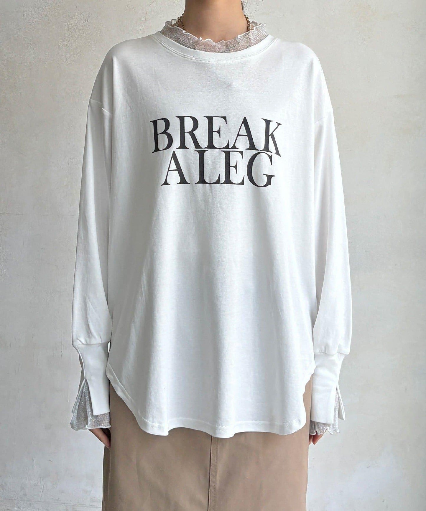 BREAK ALEG植絨分層長袖T恤