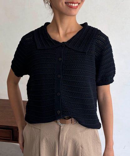 網眼Polo針織開衫