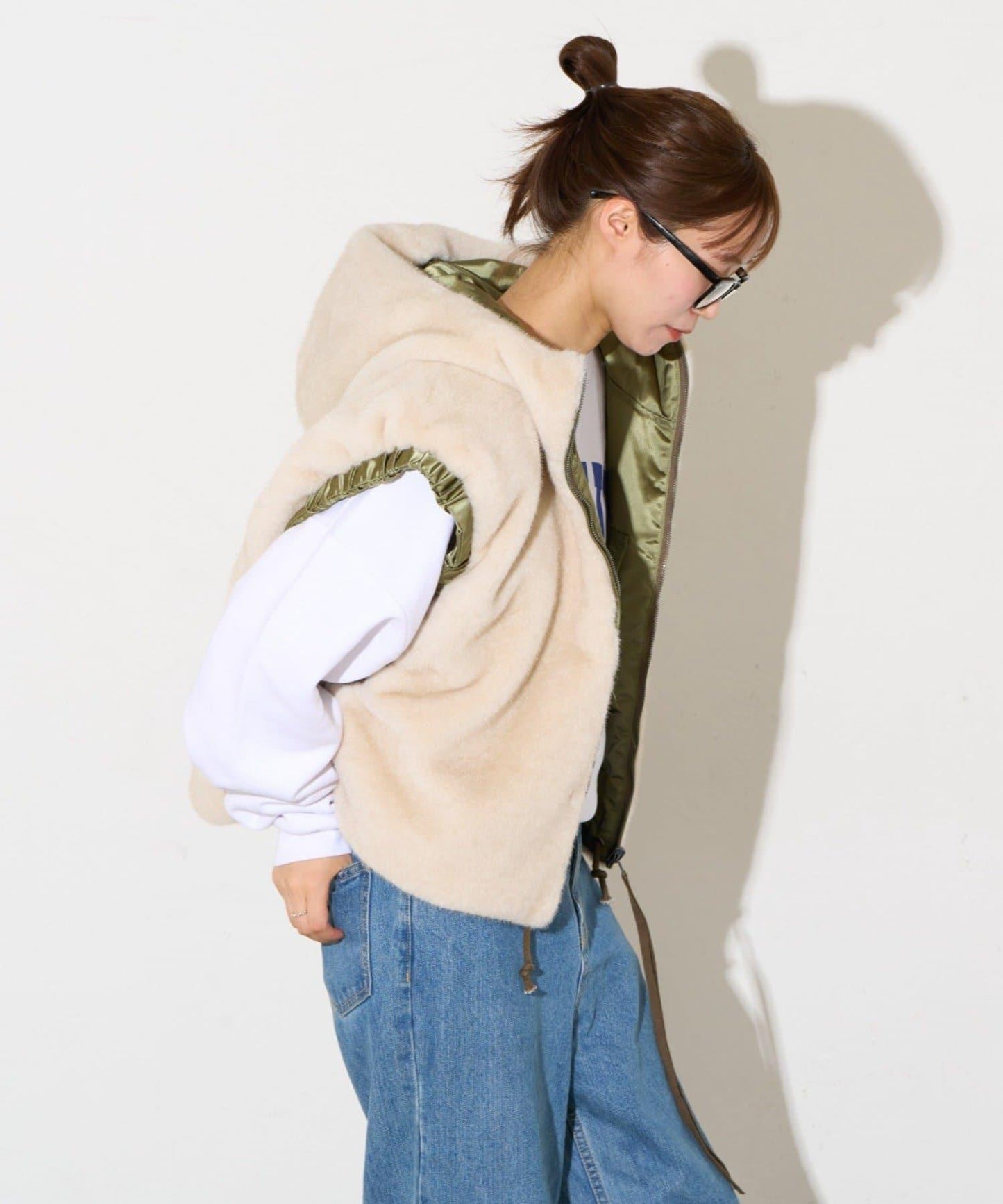 etsinta 雙面穿軍風毛絨馬甲