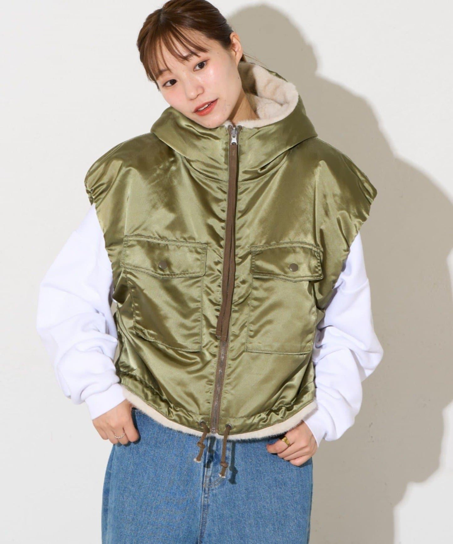 etsinta 雙面穿軍風毛絨馬甲