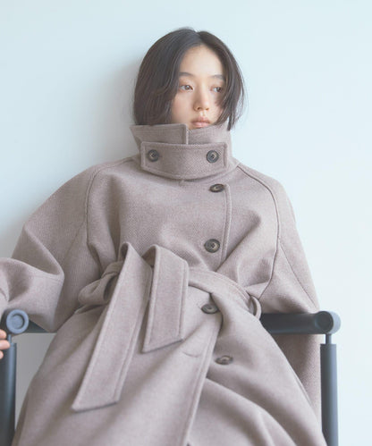 抗起球 立領長款大衣