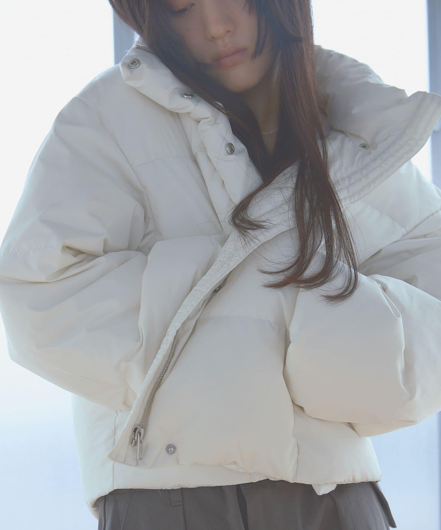 調溫防潑水兩穿連帽羽絨服