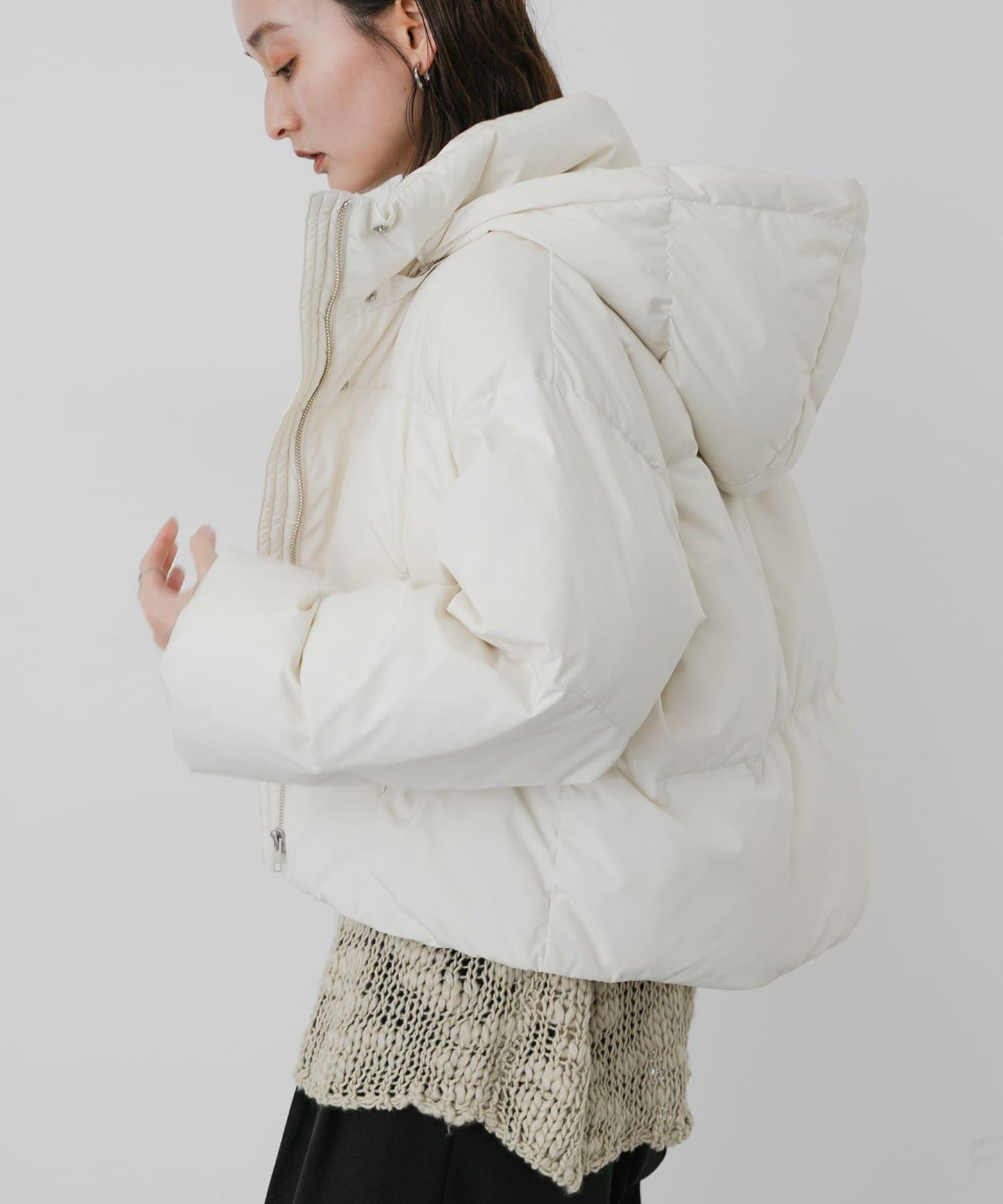 調溫防潑水兩穿連帽羽絨服