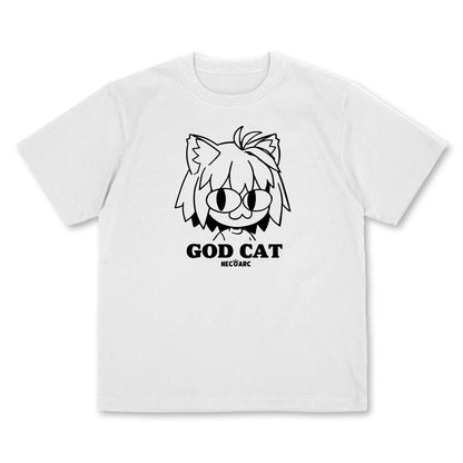 月姬 -A piece of blue glass moon- GOD CAT ネコアルク 鍍金印花T恤/WHITE L碼