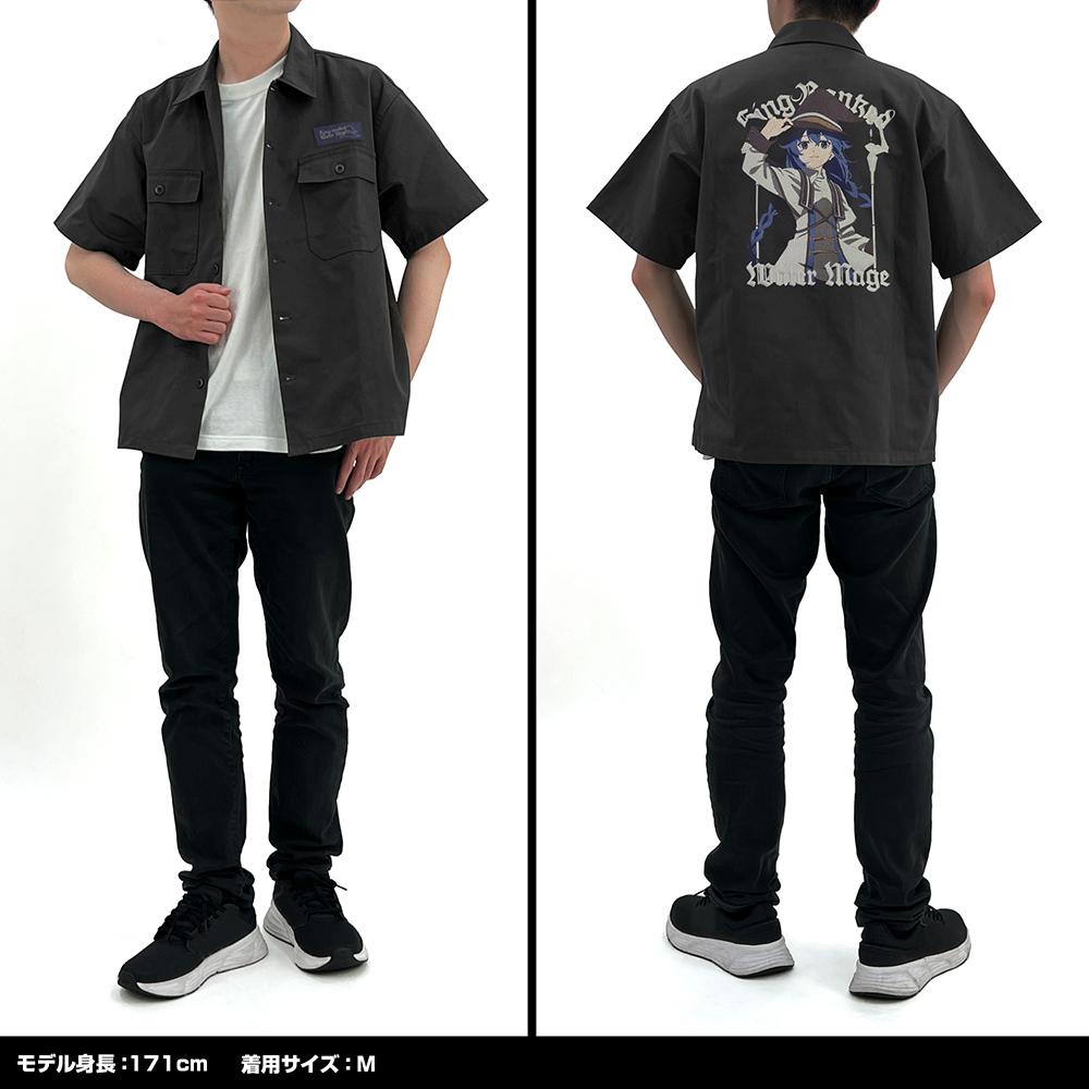 無職轉生（無職轉生）III ~異世界行ったら本気だす~ Lサイズ ロキシー・M・グレイラット 刺繡工裝襯衫/GRAY