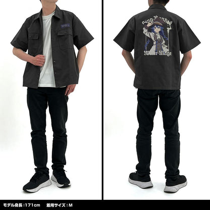 無職轉生（無職轉生）III ~異世界行ったら本気だす~ Lサイズ ロキシー・M・グレイラット 刺繡工裝襯衫/GRAY
