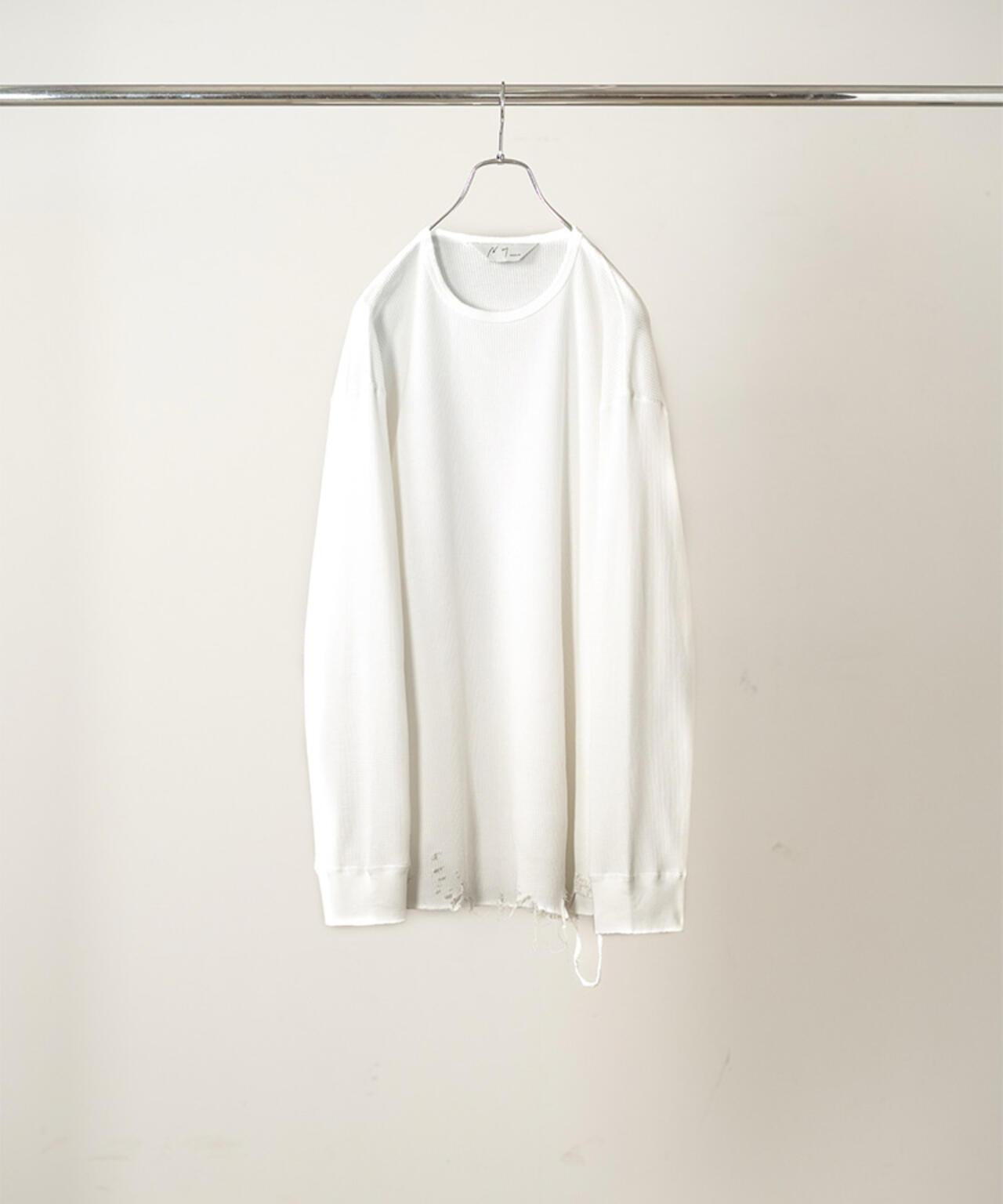 ANCELLM/アンセルム DAMAGE WAFFLE CREW LS/ANC-STD-CT02 華夫格圓領長袖T恤