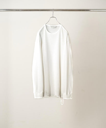 ANCELLM/アンセルム DAMAGE WAFFLE CREW LS/ANC-STD-CT02 華夫格圓領長袖T恤