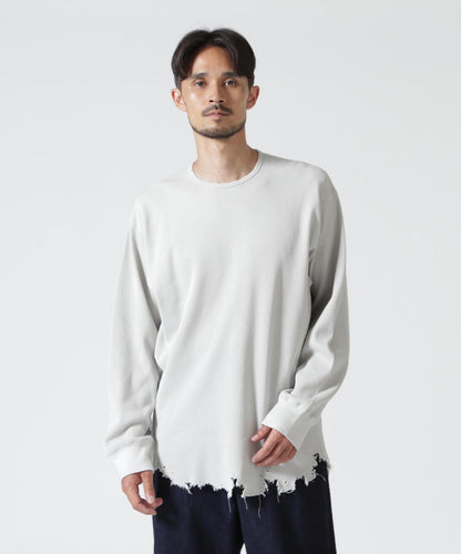 ANCELLM/アンセルム DAMAGE WAFFLE CREW LS/ANC-STD-CT02 華夫格圓領長袖T恤