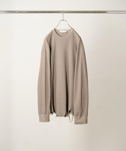 ANCELLM/アンセルム DAMAGE WAFFLE CREW LS/ANC-STD-CT02 華夫格圓領長袖T恤