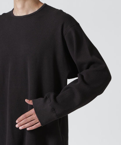 ANCELLM/アンセルム DAMAGE WAFFLE CREW LS/ANC-STD-CT02 華夫格圓領長袖T恤