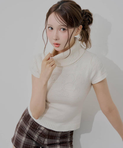北歐風圖案短袖針織衫套裝
