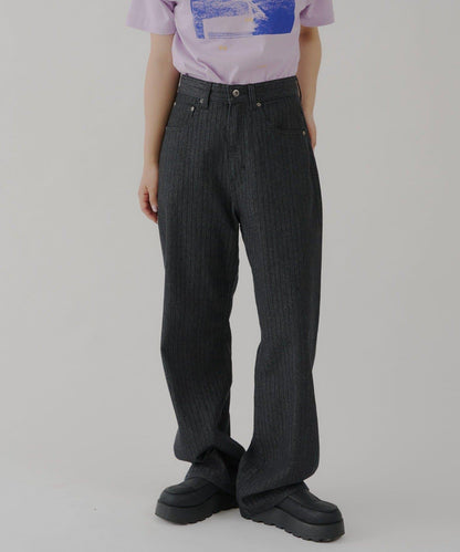 WHIMSIC/2サイズ展開 條紋牛仔Slacker褲