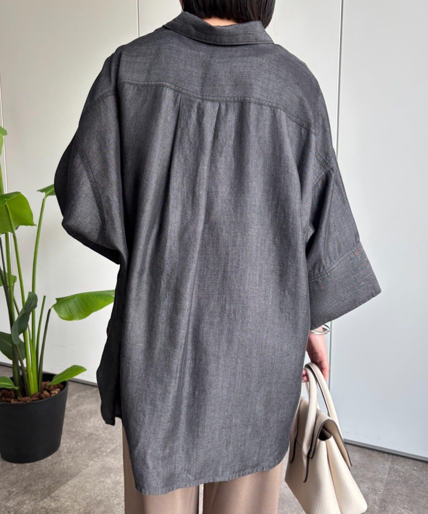 大袖口牛仔襯衫