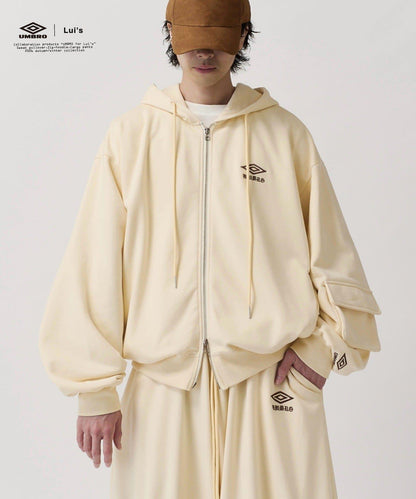UMBRO for Lui's 水洗做舊寬鬆連帽拉鍊衛衣