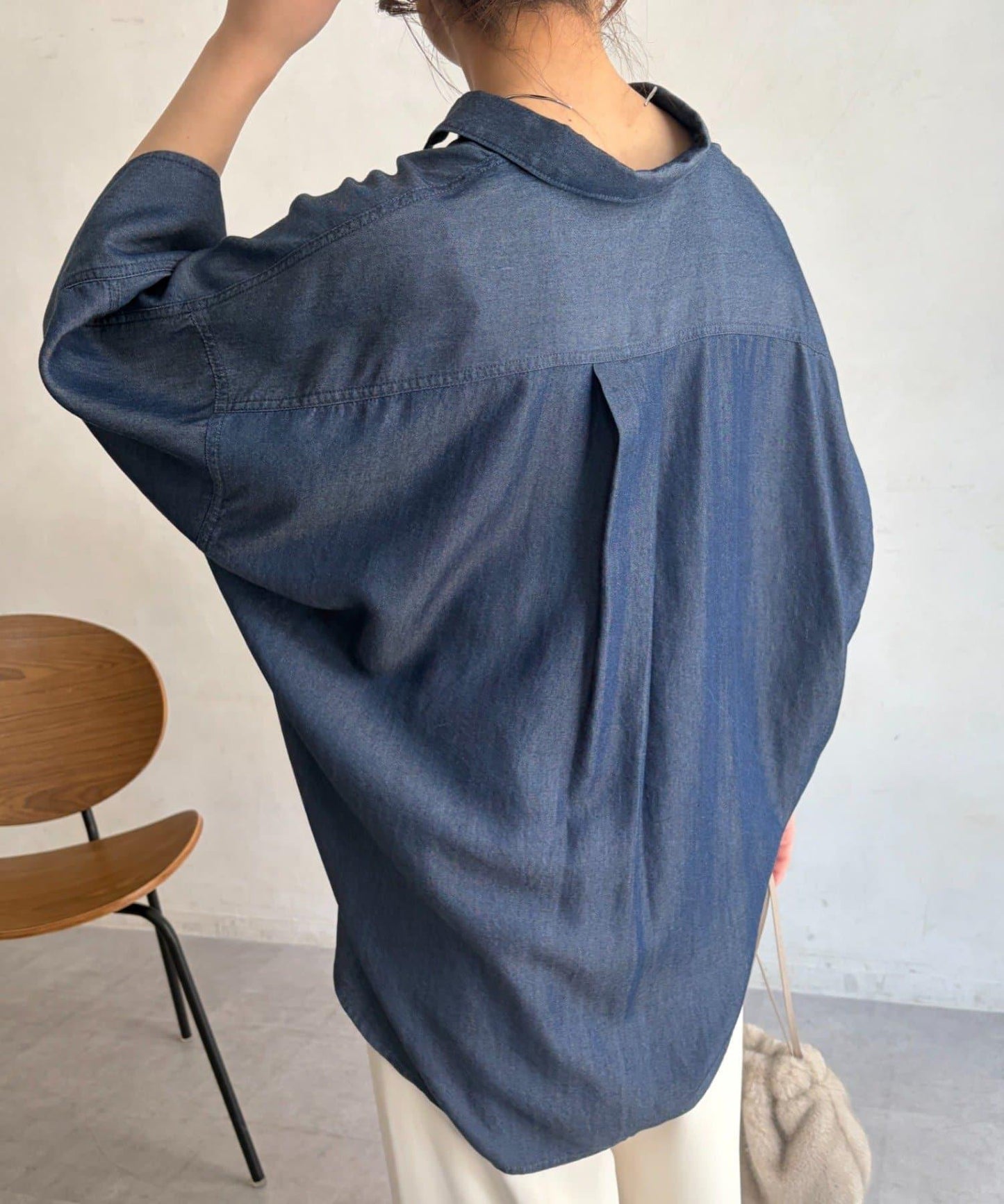 大袖口牛仔襯衫