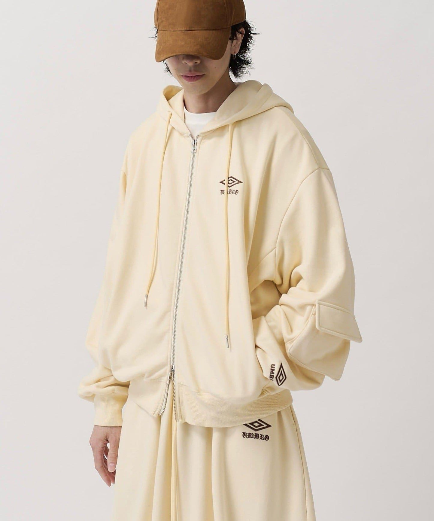 UMBRO for Lui's 水洗做舊寬鬆連帽拉鍊衛衣