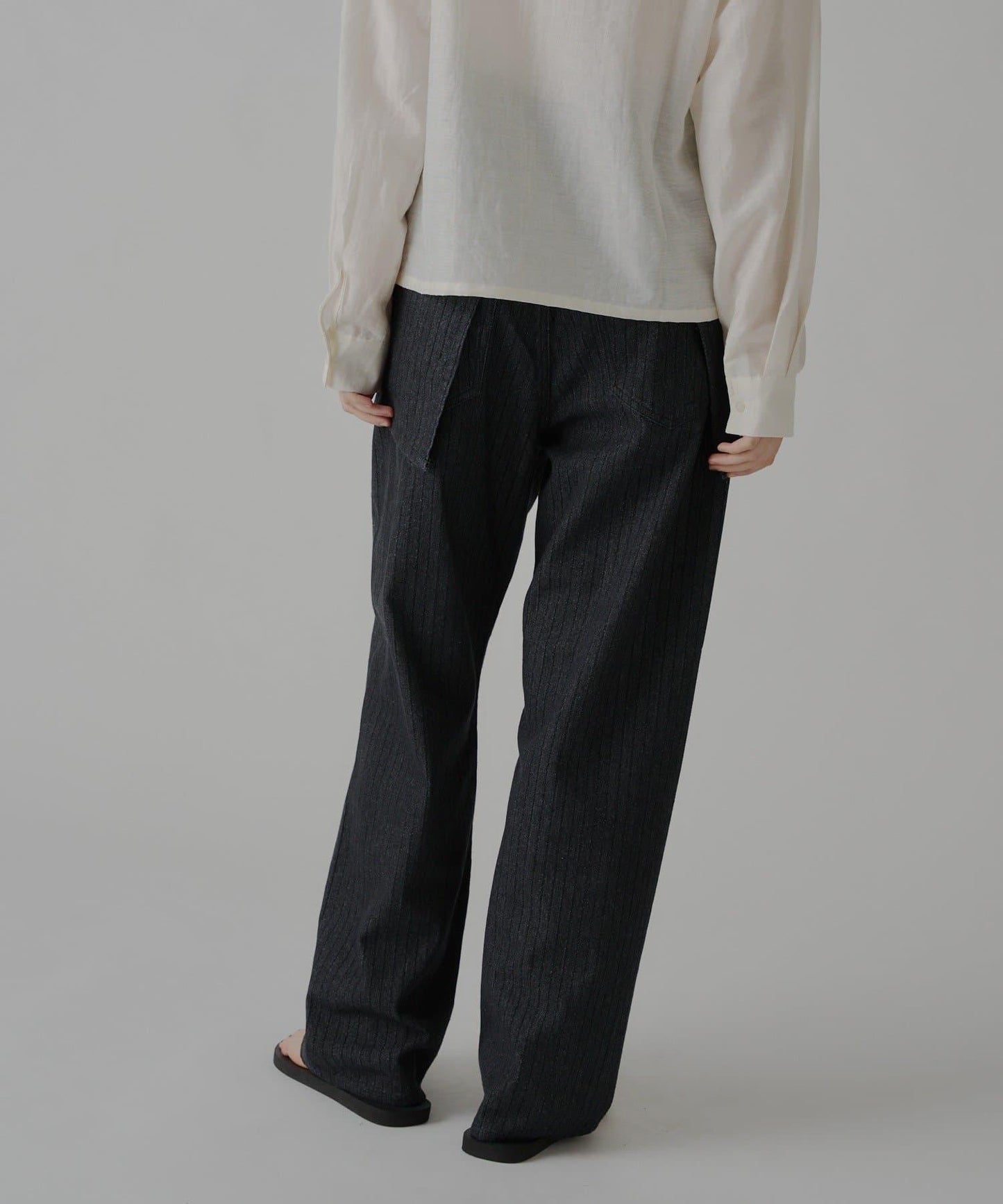 WHIMSIC/2サイズ展開 條紋牛仔Slacker褲