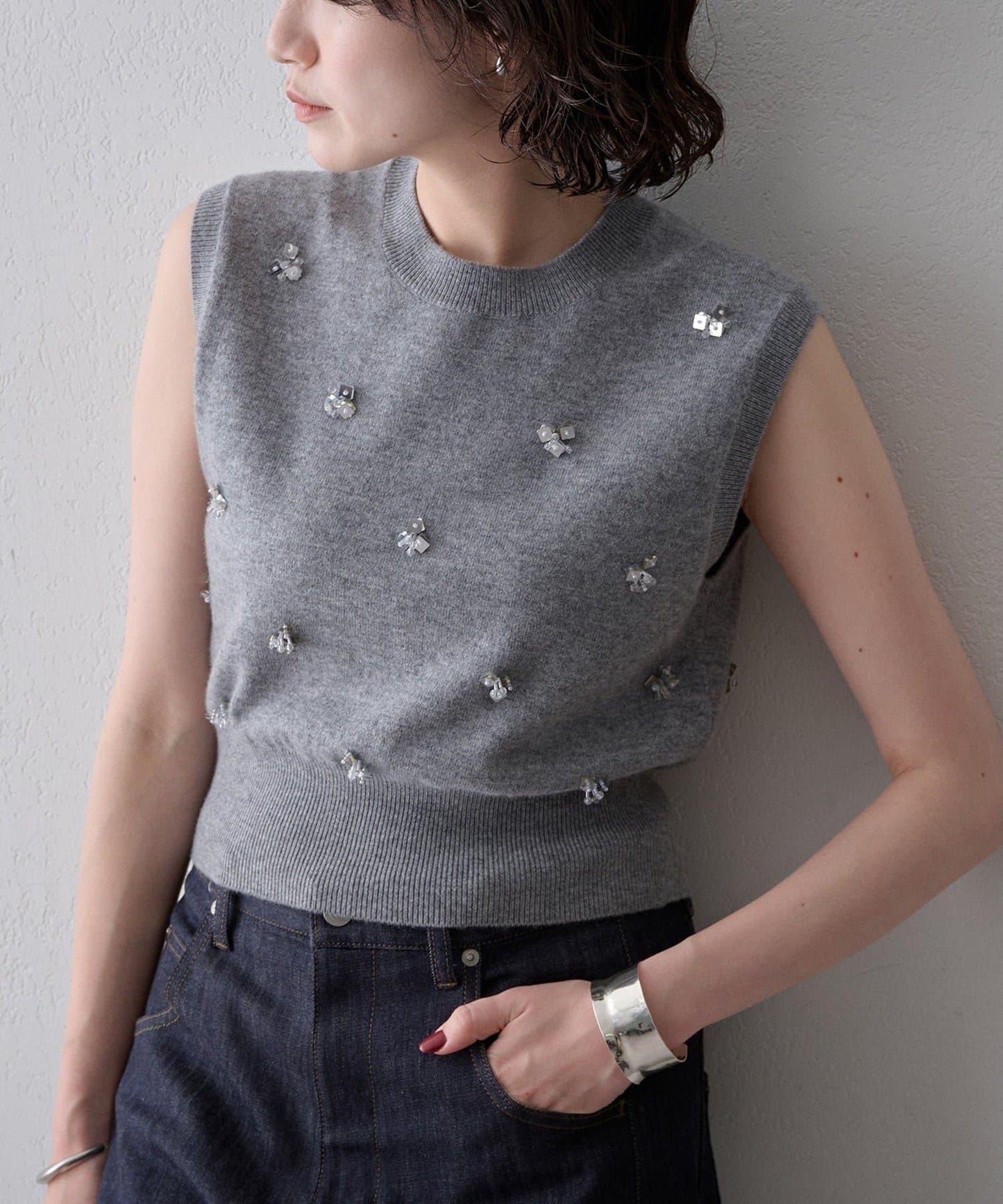 串珠刺繡針織馬甲