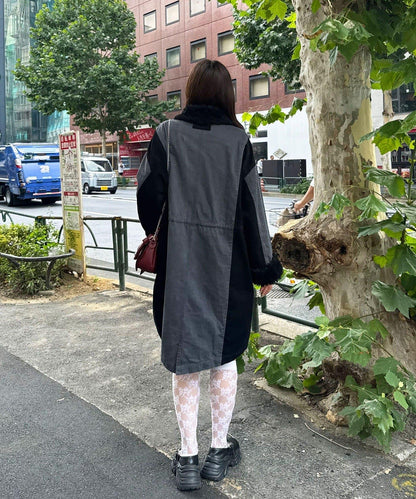 UNESS 拼接燈芯絨莫斯頓毛絨外套
