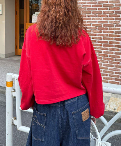 心形紐扣撞色明線衛衣開衫