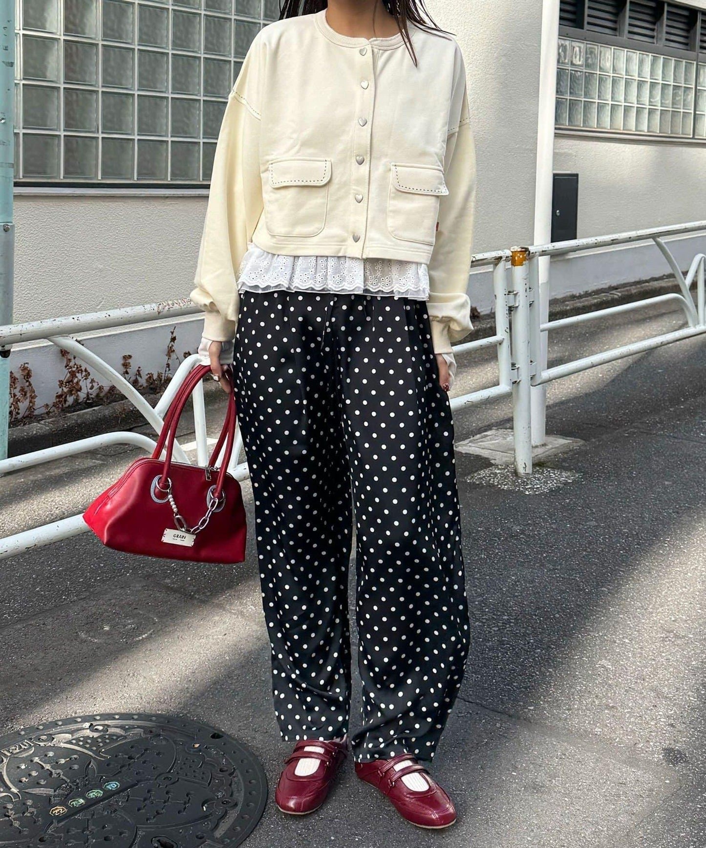 心形紐扣撞色明線衛衣開衫