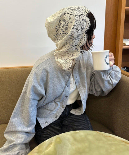 心形紐扣撞色明線衛衣開衫