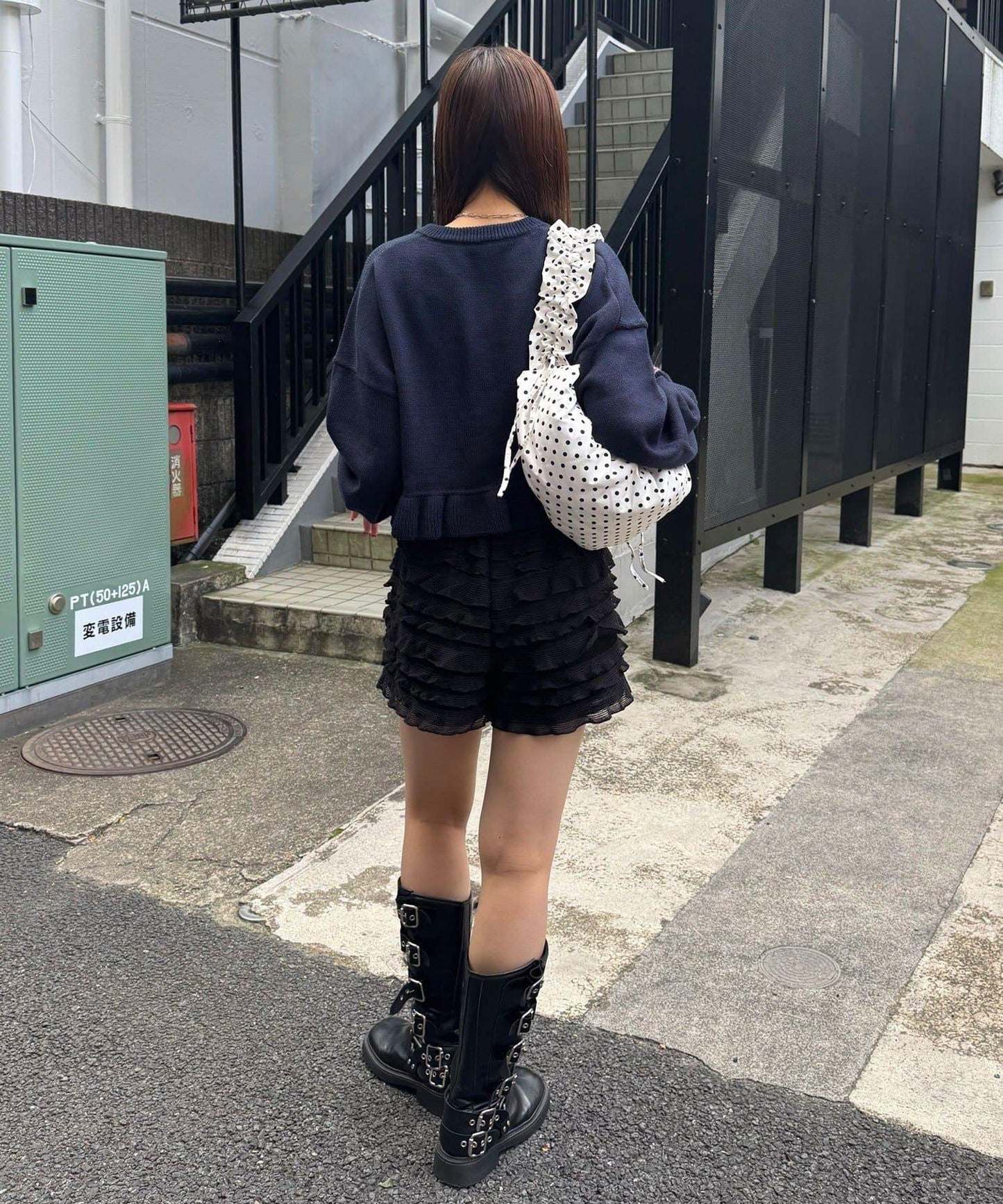 撞色Logo毛絨邊針織開衫