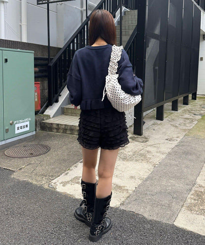 撞色Logo毛絨邊針織開衫