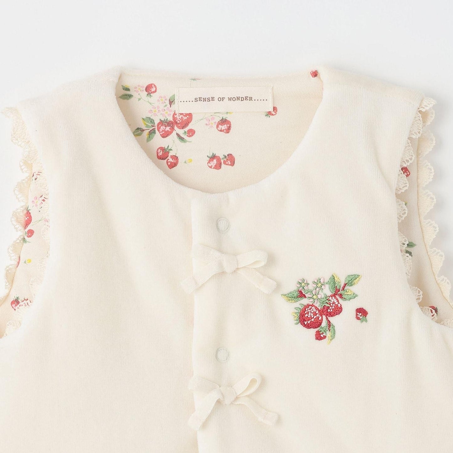 野草莓刺繡馬甲 【有機】【日本製】