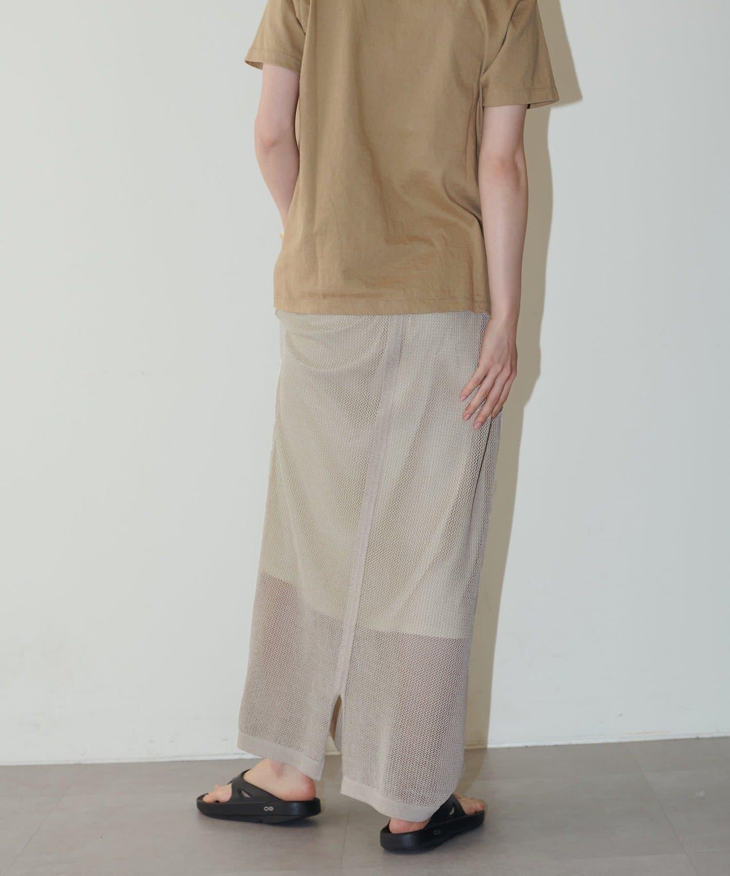 LARUTA 亞麻觸感鬆緊腰半身裙