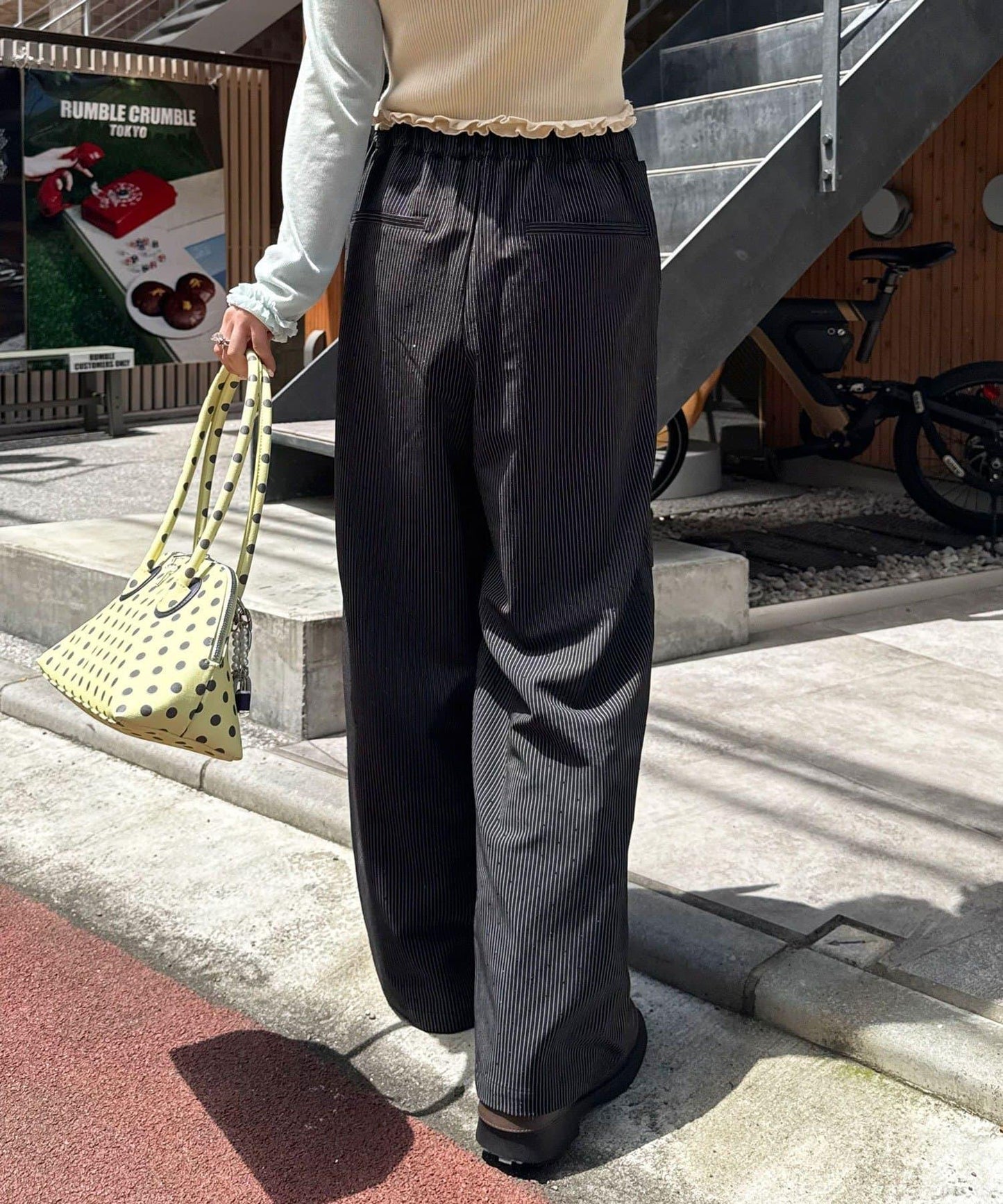 蝴蝶結疊層水鑽西裝褲