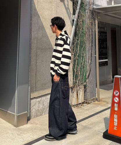 條紋雙拉鍊連帽衛衣