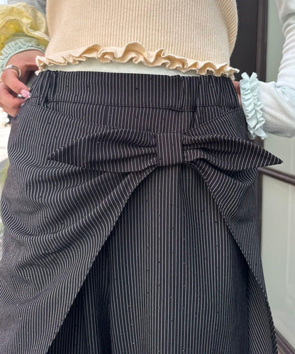 蝴蝶結疊層水鑽西裝褲