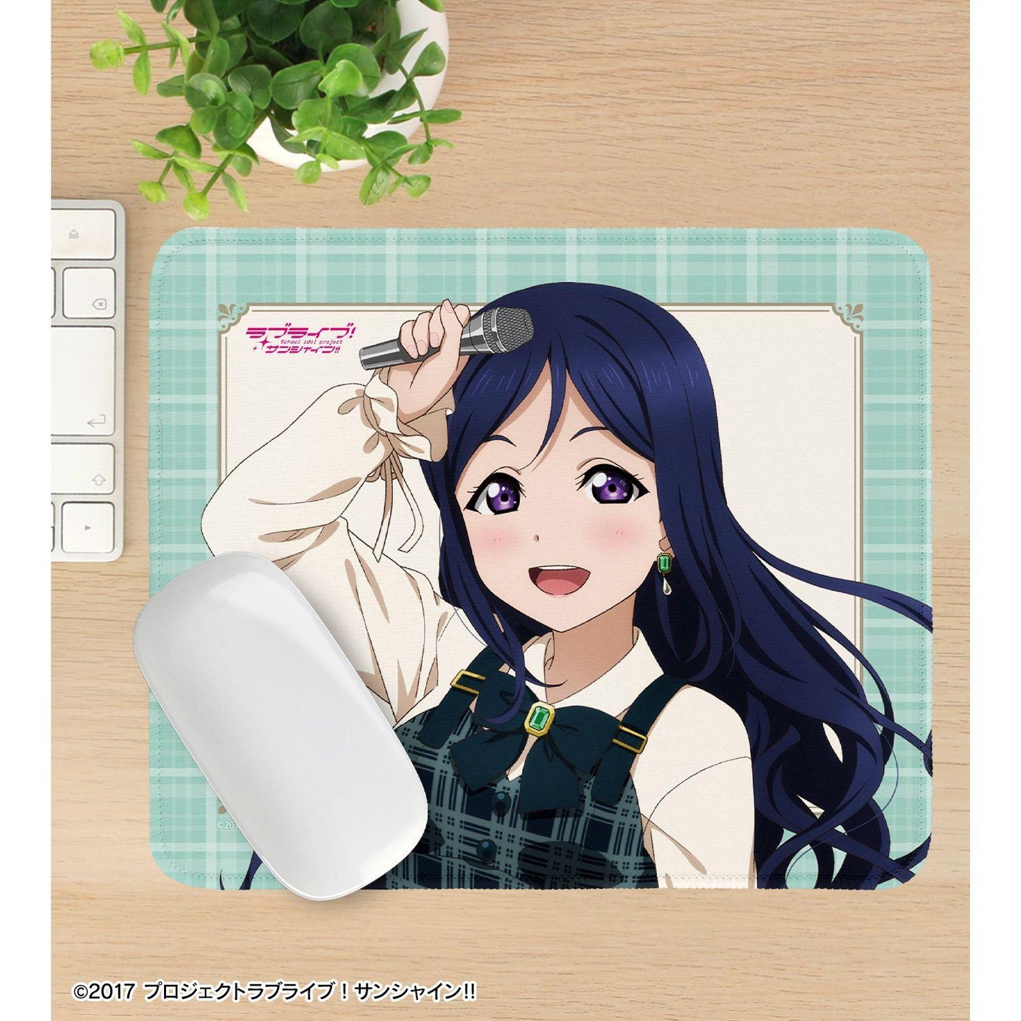ラブライブ！サンシャイン!!（LoveLive!Sunshine!!） 描き下ろし 松浦果南 格紋連衣裙款 鼠標墊