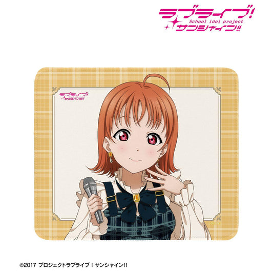 ラブライブ！サンシャイン!! 描き下ろし 高海千歌 チェックワンピース衣裝ver. 鼠標墊