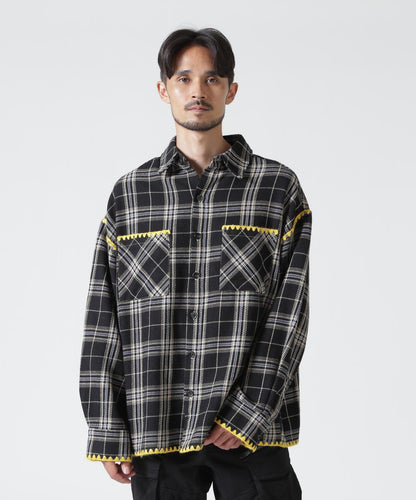 B omnivore/ビーオムニボー HAND STITCH FLANNEL 手工縫線法蘭絨襯衫