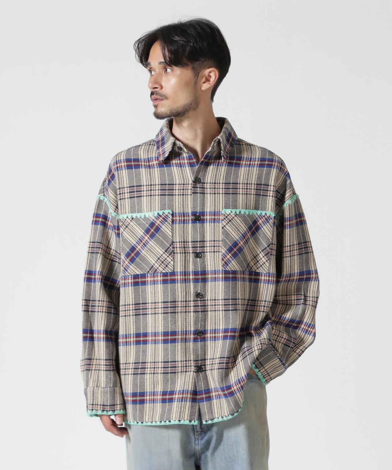 B omnivore/ビーオムニボー HAND STITCH FLANNEL 手工縫線法蘭絨襯衫
