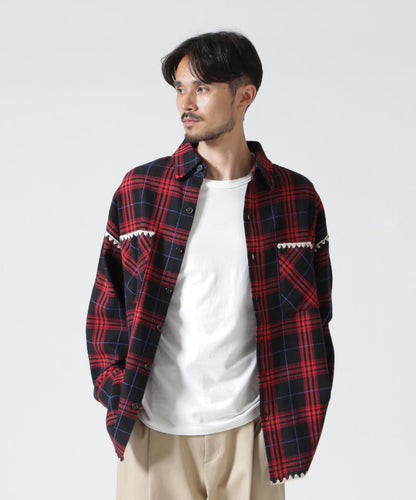 B omnivore/ビーオムニボー HAND STITCH FLANNEL 手工縫線法蘭絨襯衫