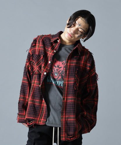 【&DEPOT限定】DankeSchon/FLANNEL DAMAGE SHIRTS