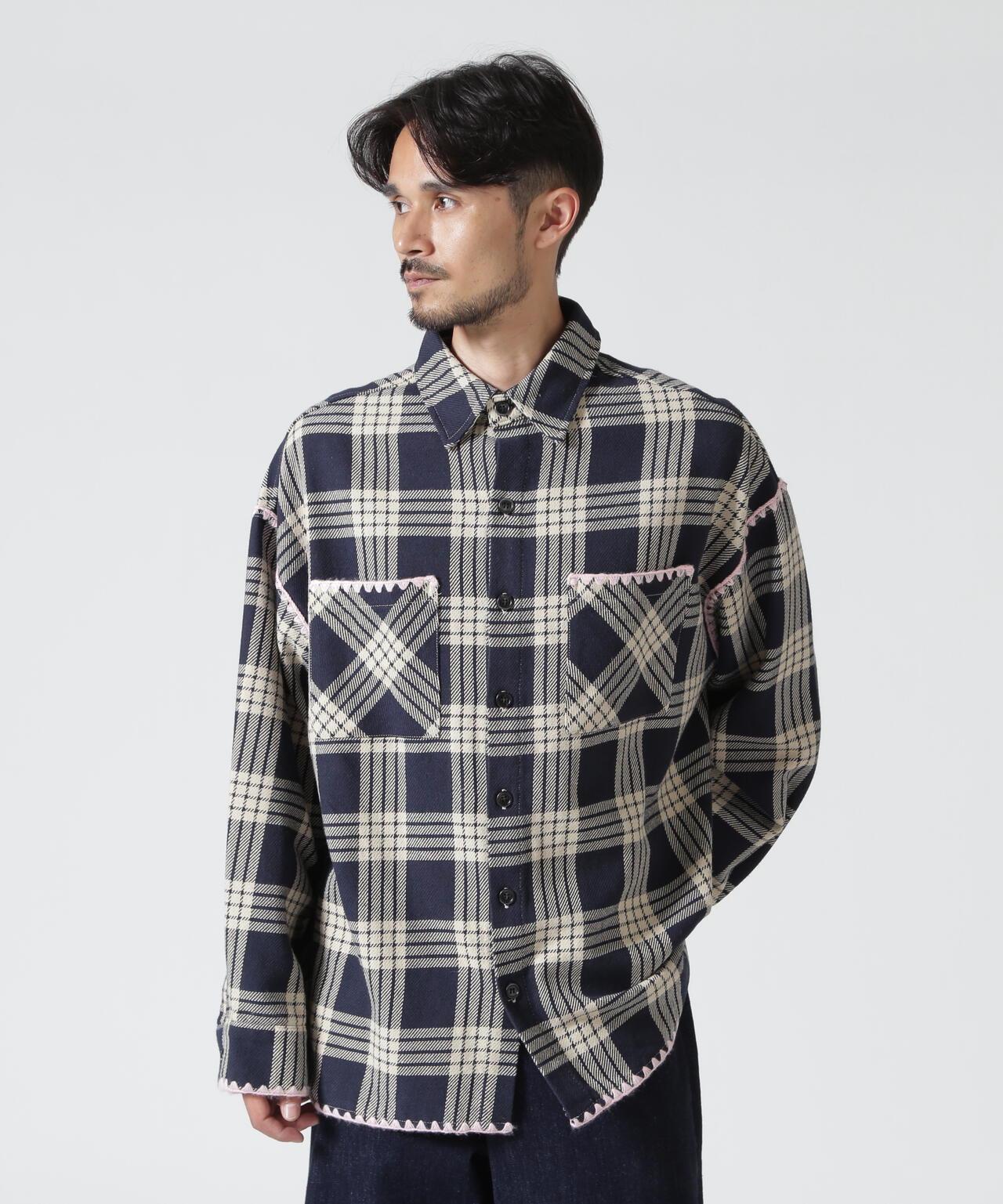 B omnivore/ビーオムニボー HAND STITCH FLANNEL 手工縫線法蘭絨襯衫